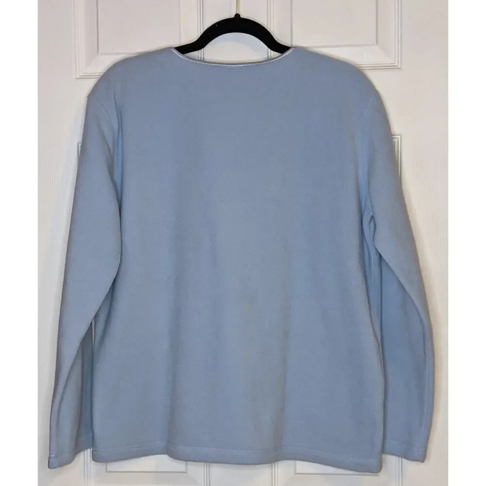 Disney Blue Mickey & Minnie Christmas Gift Long Sleeve Fleece Pullover Top L - Picture 8 of 10
